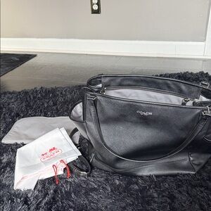 Coach Black Saffiano Leather Diaper/Travel Bag with Dust Bag